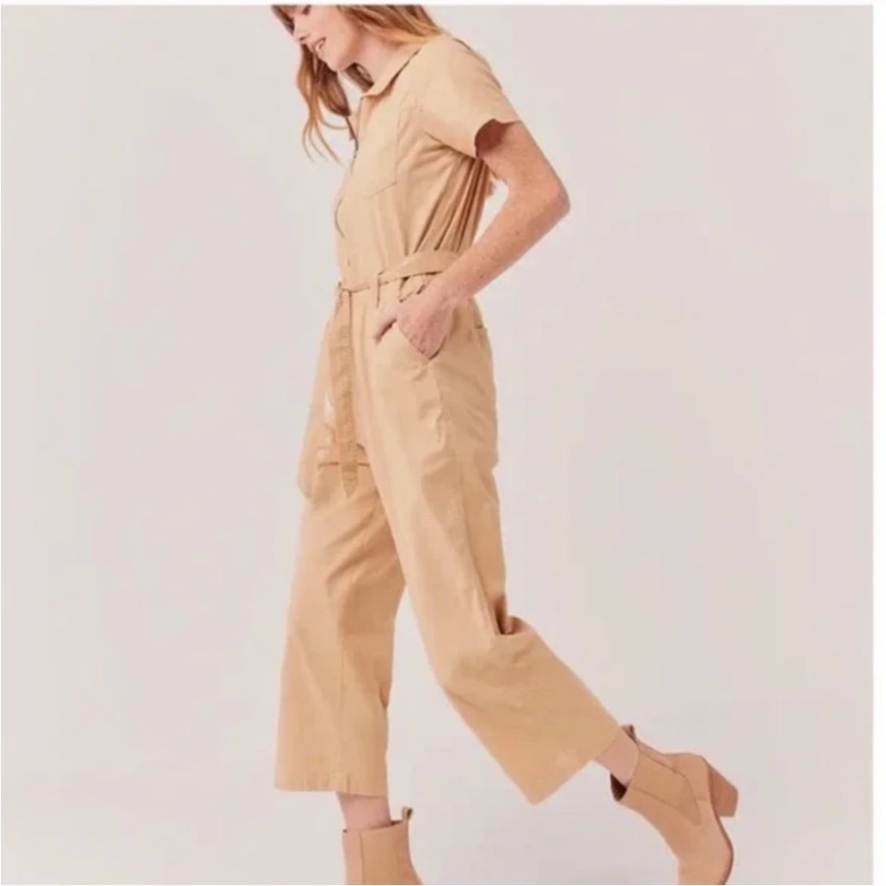 NWT Pact Organic Twill Boulevard Jumpsuit Ginger Root size Large